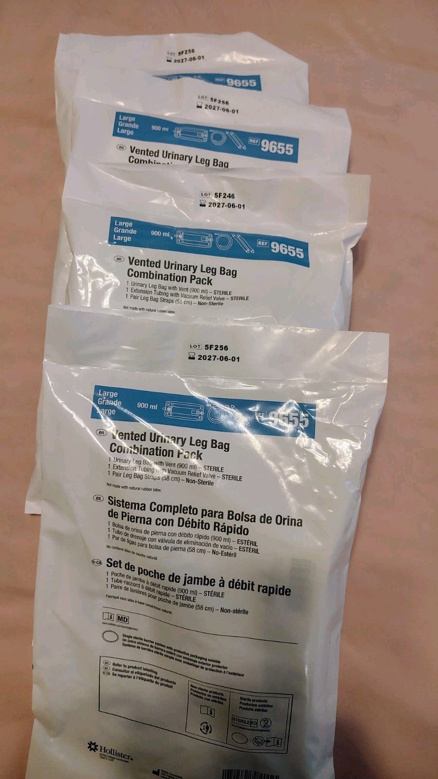 Hollister 9655 vented urinary leg bag Entire Kit ( Lot of 4)