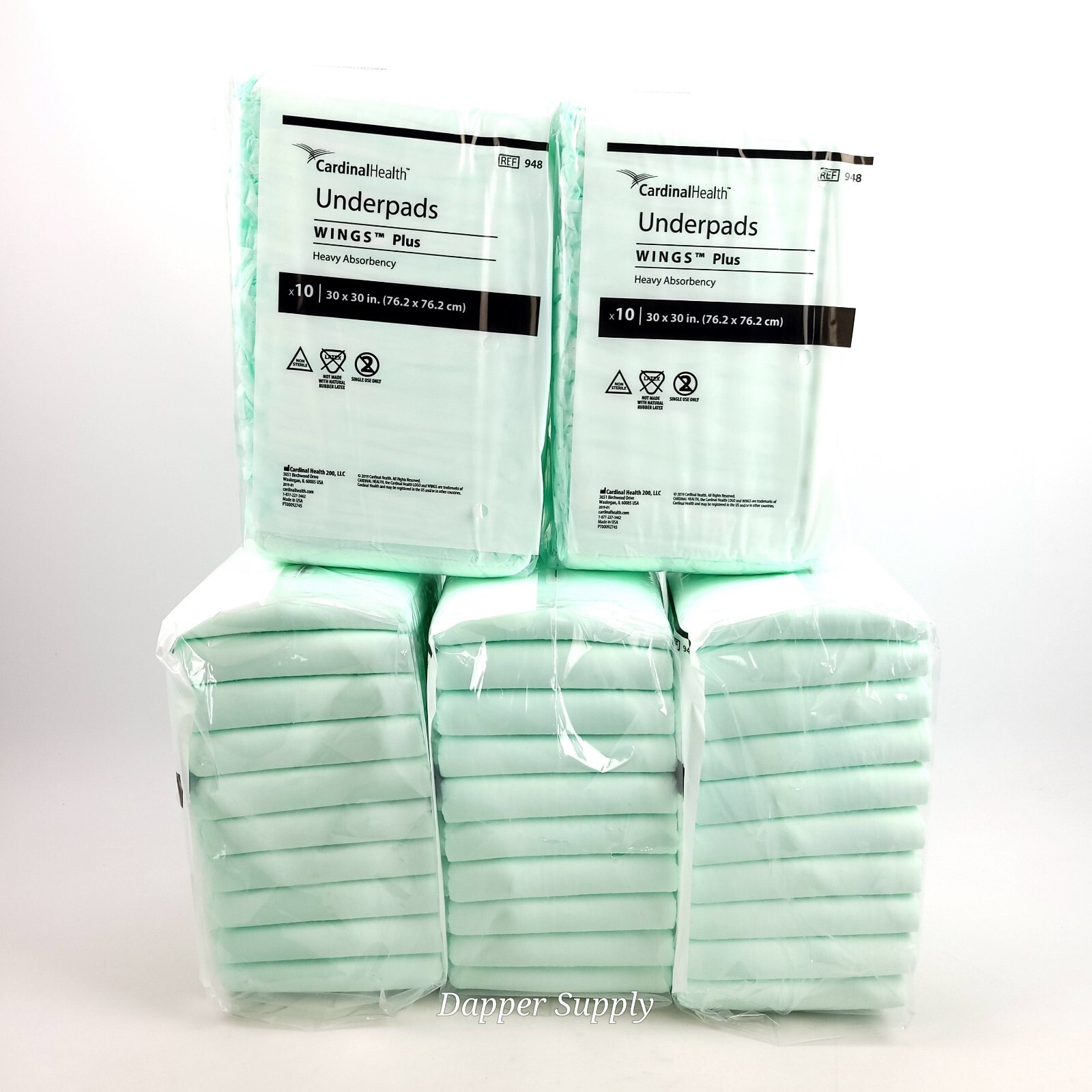 Lot of 50 Cardinal Health Standard Underpads Wings Plus 30″ x 30″ Disposable