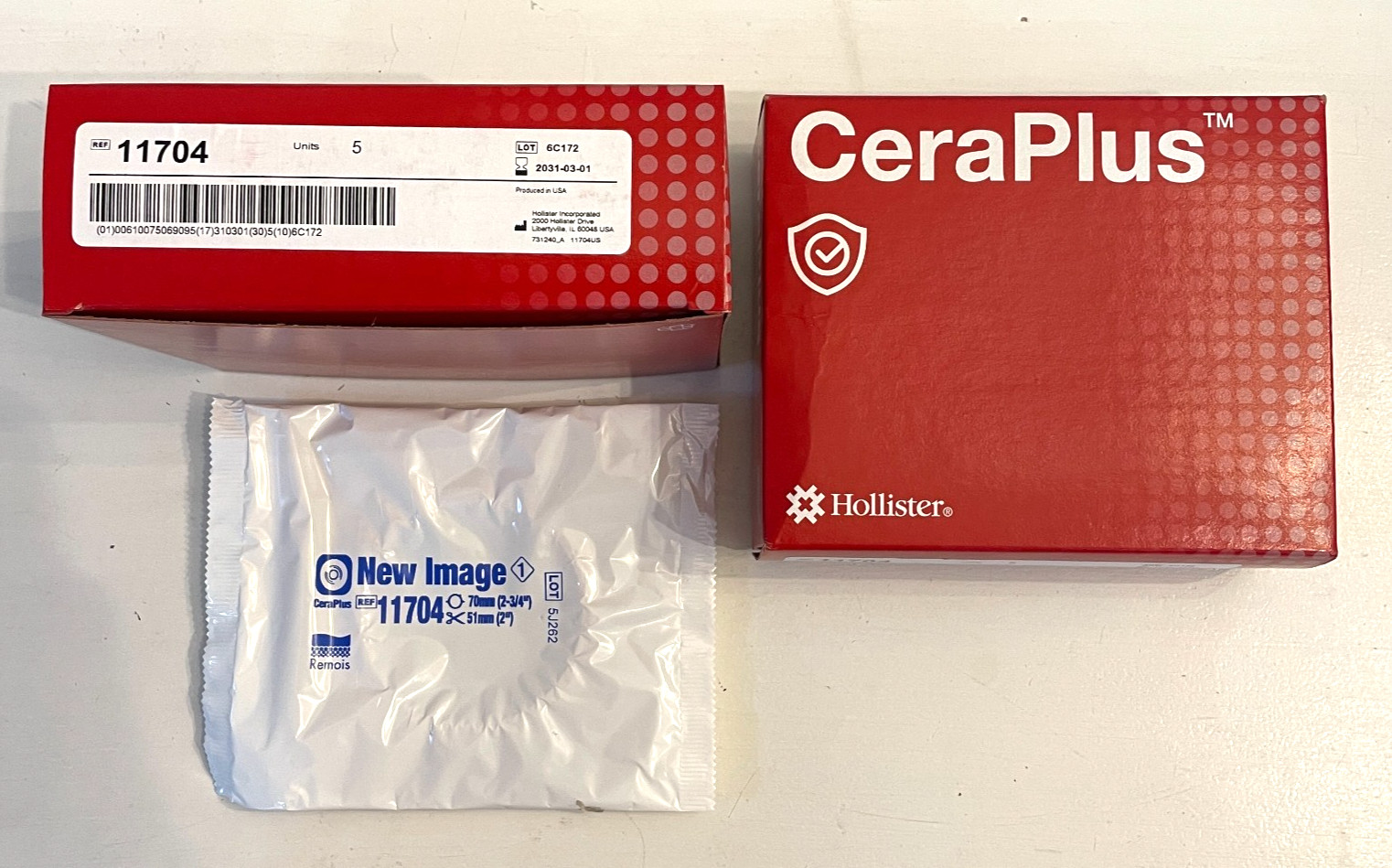 Hollister 11704 New Image CeraPlus Convex Cut to Fit Ostomy Skin Barrier 5pc box