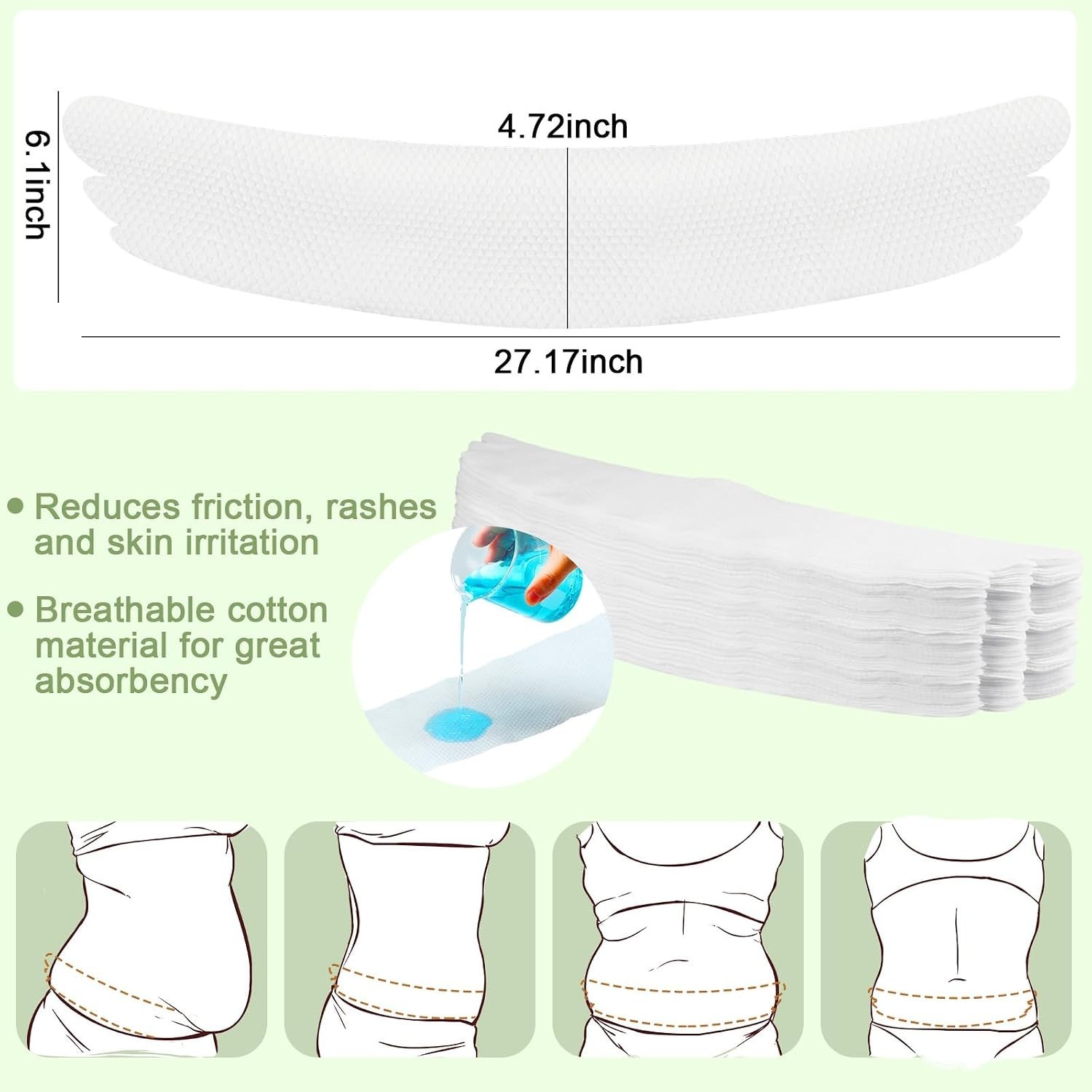 100-Pack Disposable Tummy Liners, Soft Cotton Absorber Pads