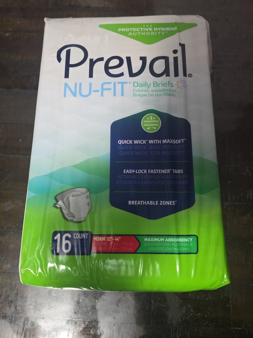 Prevail NU-FIT Daily Briefs – Medium (32″-44″) – 16 Ct Adult Diapers –NEW