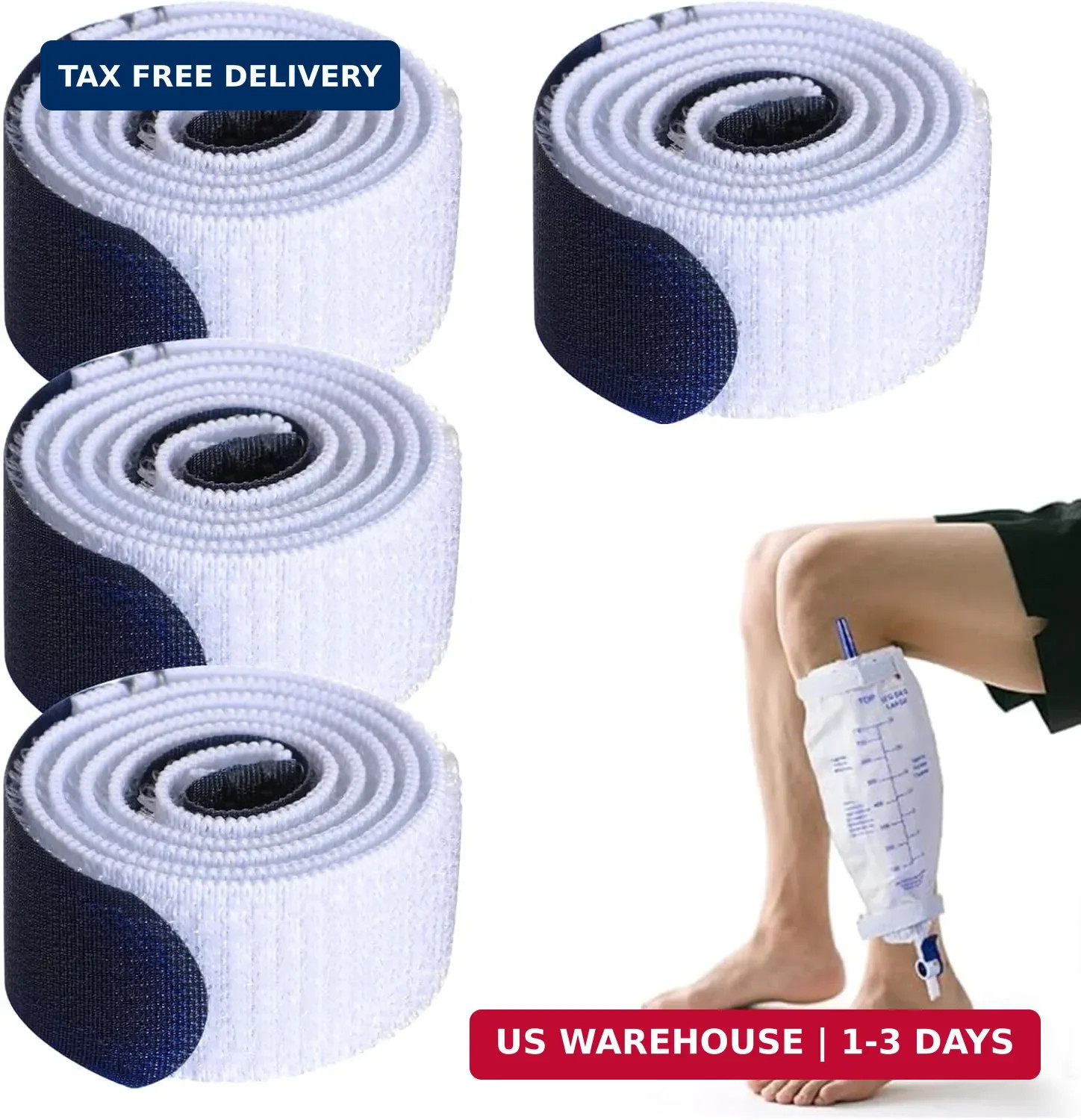 4 Packs Catheter Leg Bag Strap Urine Drainage Bag Straps Adjustable Hook-and-Loo