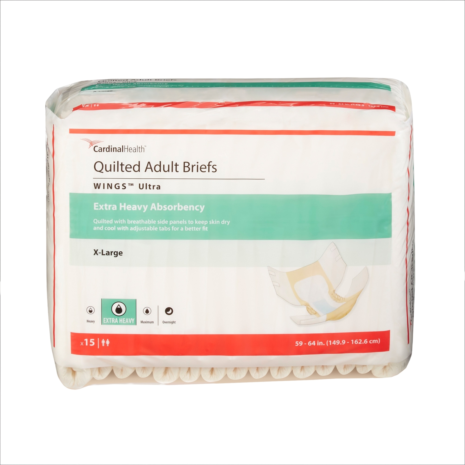 Wings Ultra Incontinence Brief XL Quilted 77075 Extra Heavy 60 Ct