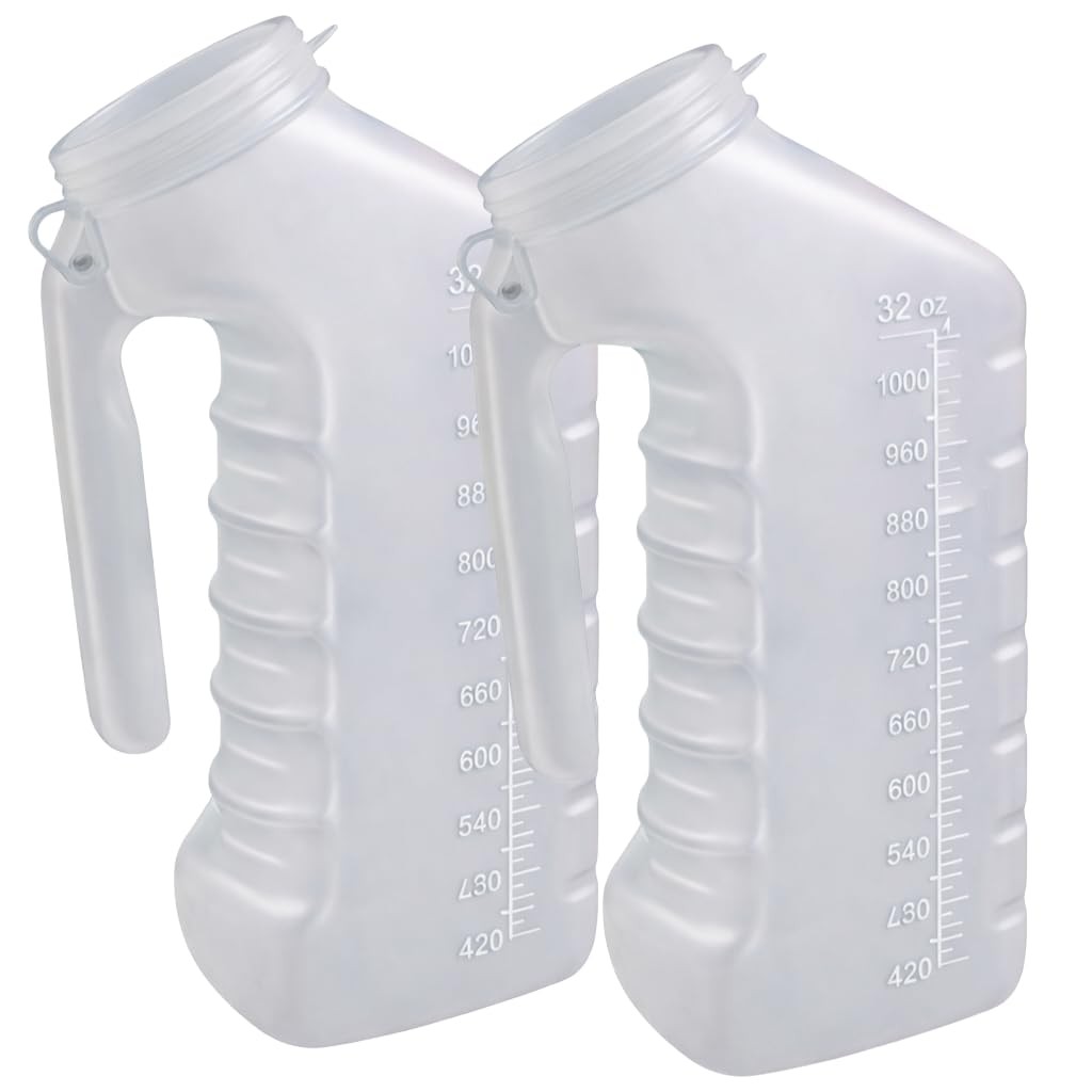 Vakly Male Urinal Bottle with Cover & Handle – Portable Handheld Translucent