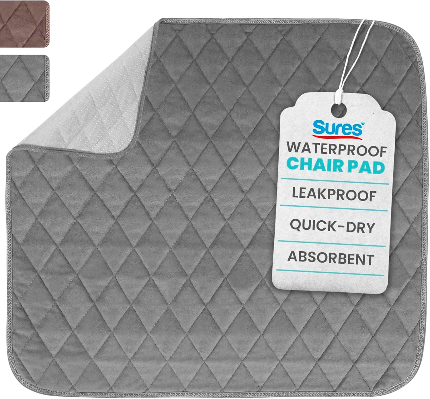 Sures Waterproof Chair Pads for Incontinence (22″ X 21″) – Washable, Waterproof