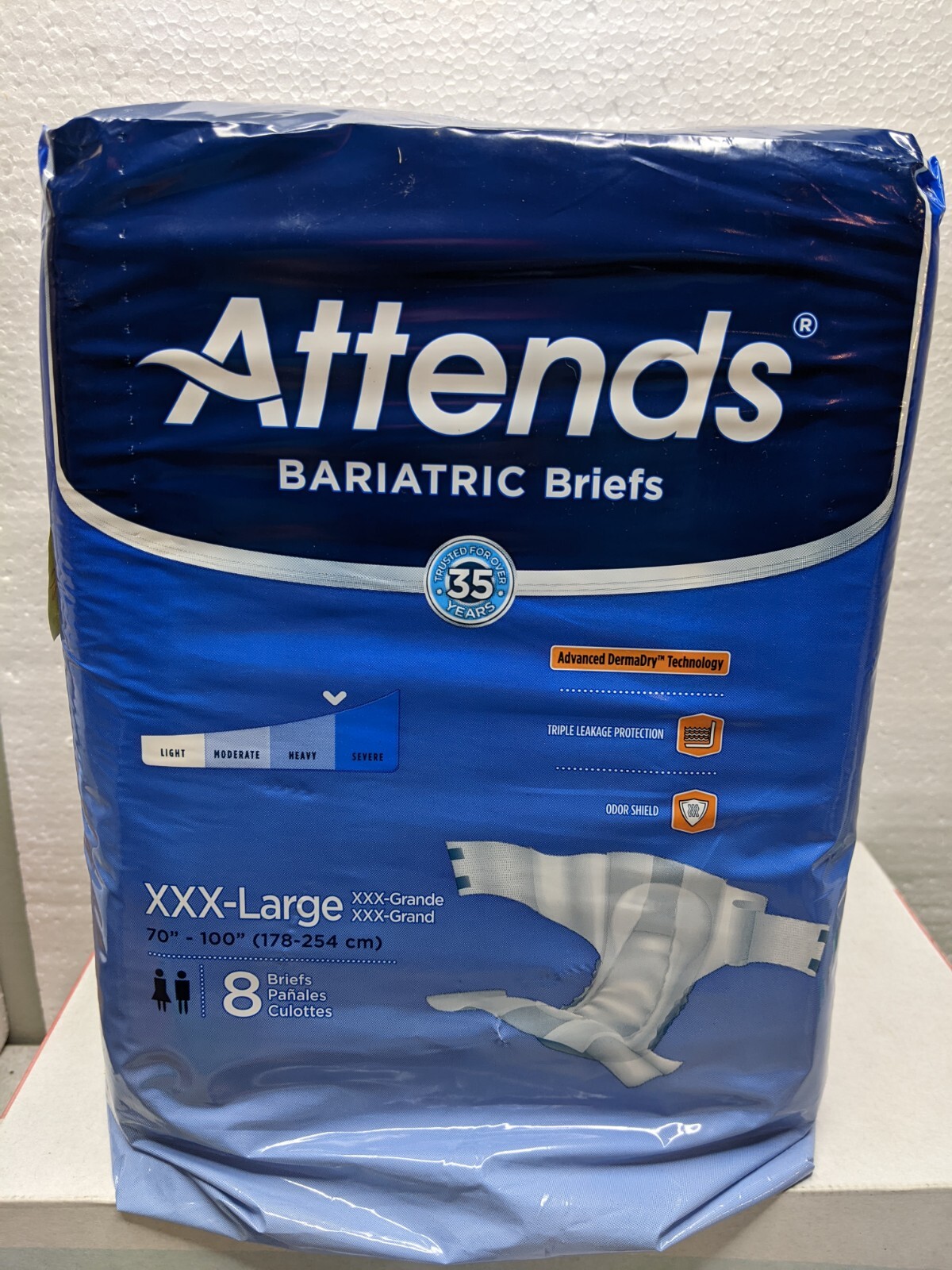 Attends Bariatric Briefs XXX-Large 70″-100″ 8 Pack New DD60 Advanced Dermadry