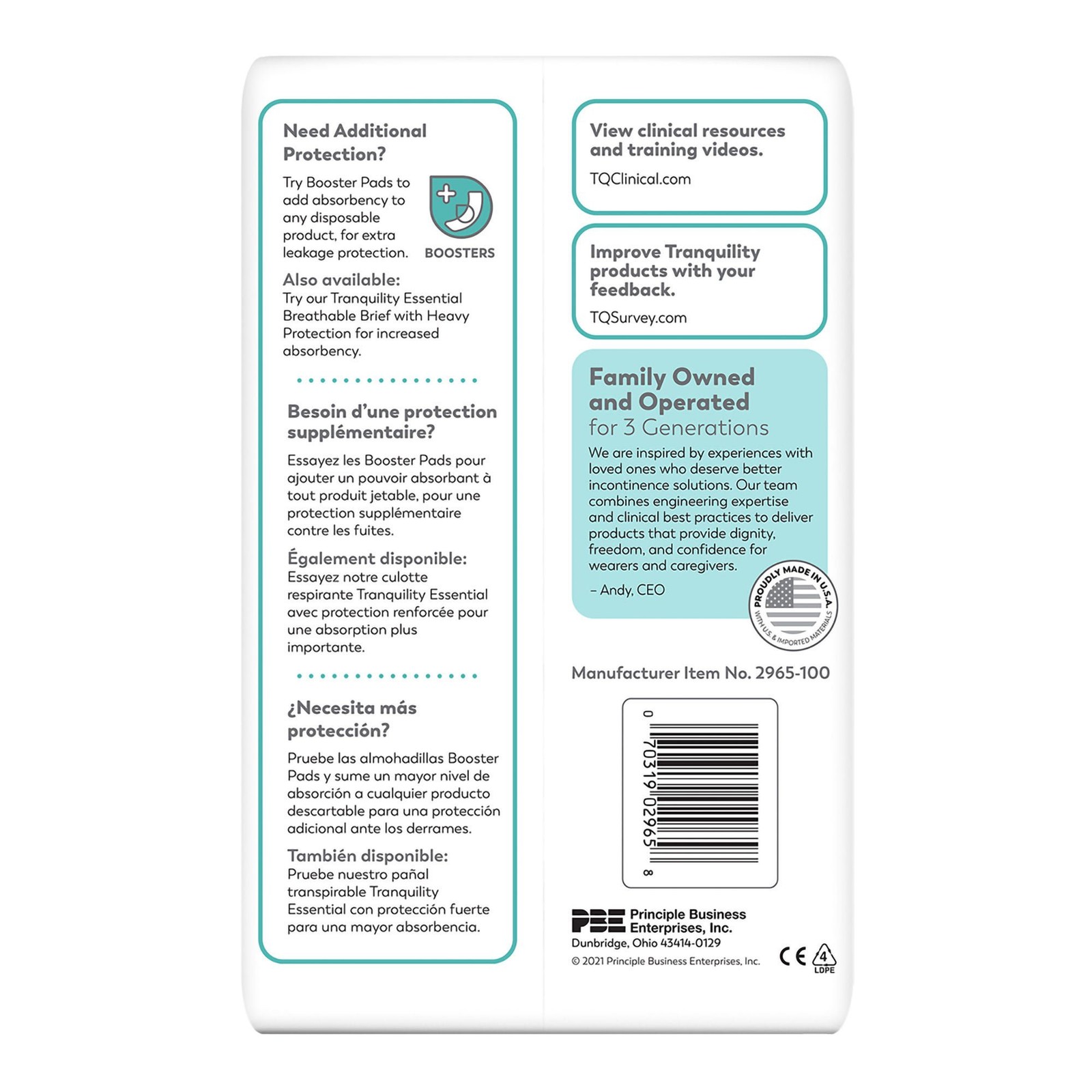 Tranquility Essential Incontinence Brief M Breathable 2965-100 25 Ct