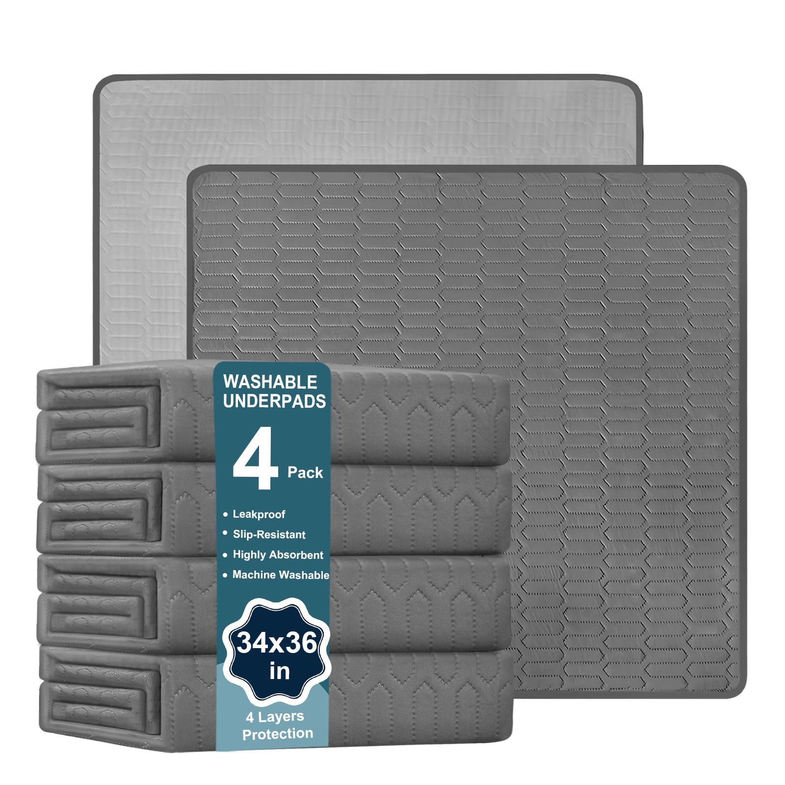 Washable Underpads Bedwetting 34×36 Inch Waterproof Reusable Incontinence