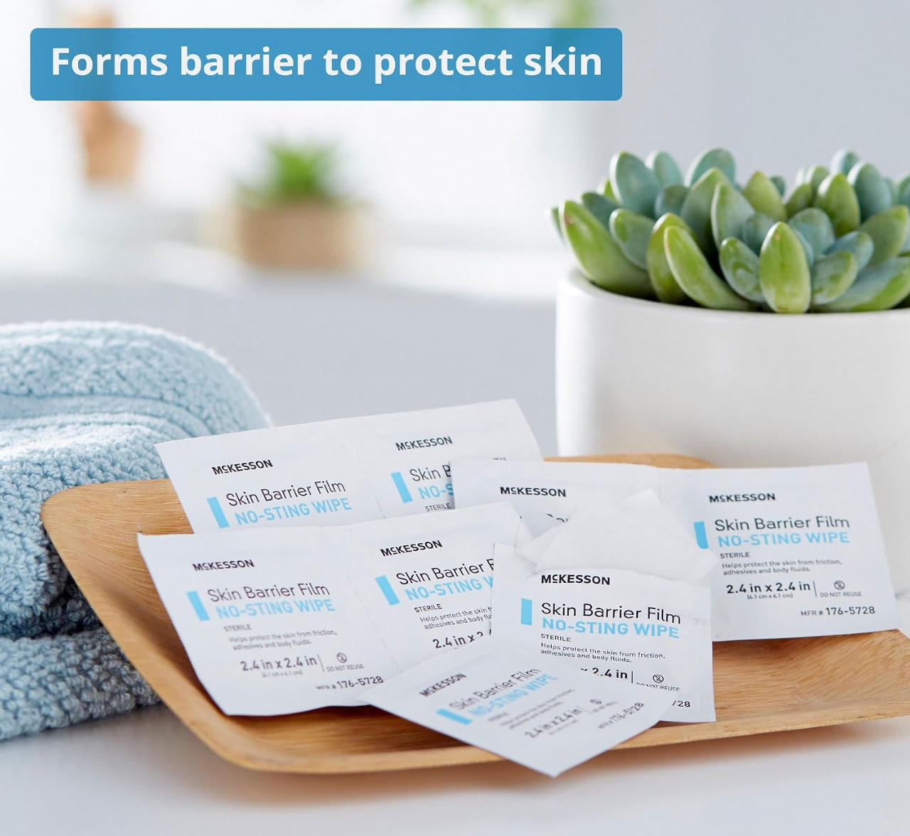 McKesson No Sting Skin Barrier Wipe 2-2/5 X 2-2/5 Inch Sterile 176-5728 25 Ct