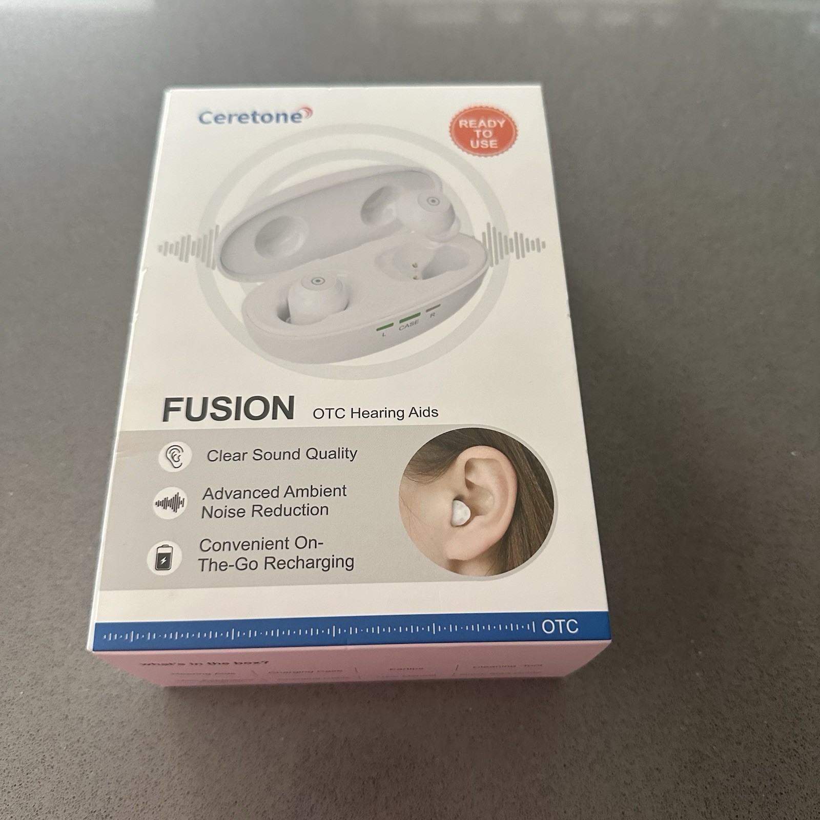 Ceretone Fusion OTC Rechargeable Hearing Aids Open Box Unused
