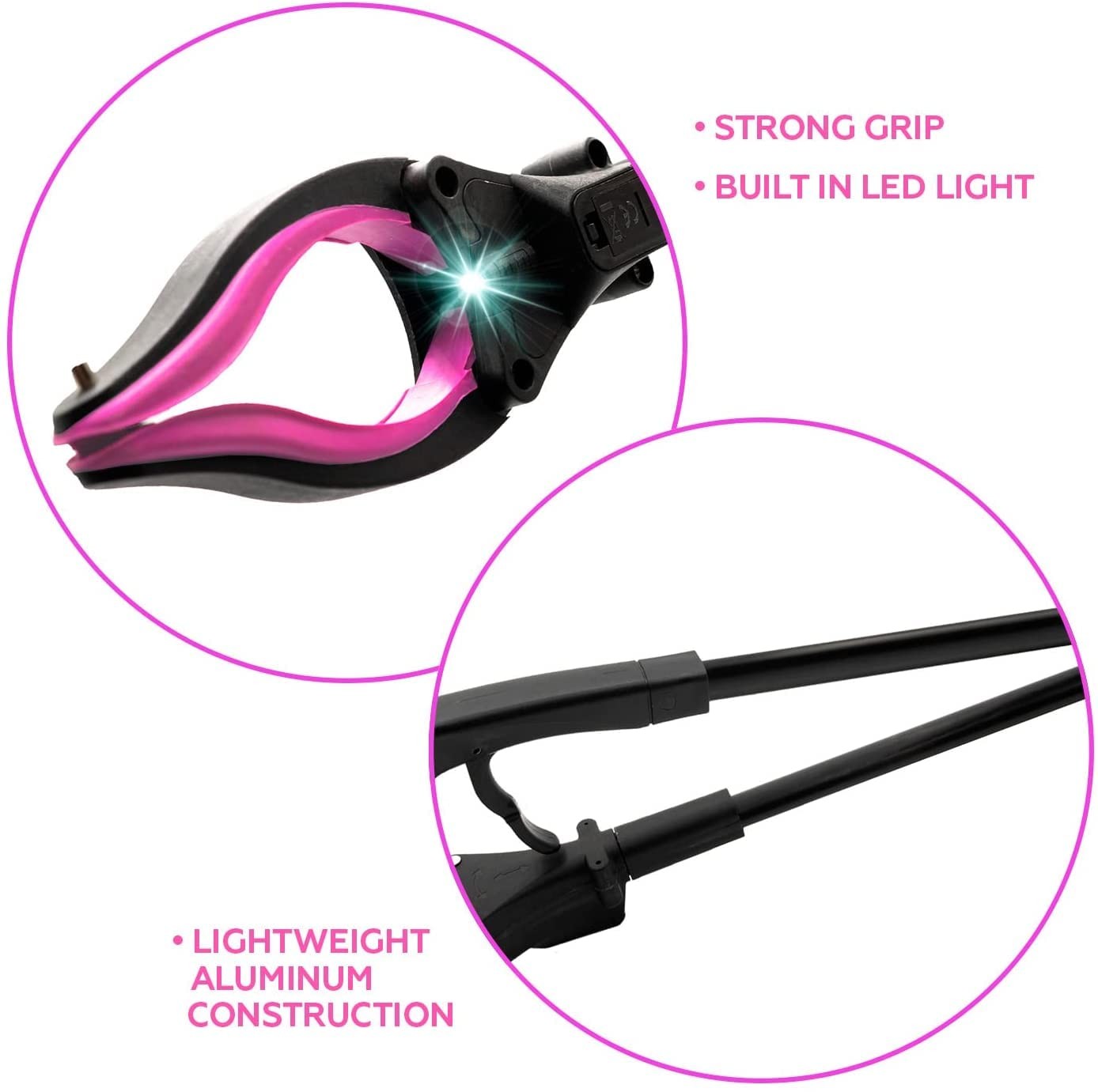 Grabber Tool 19″ Aluminum Magnetic Claw with Light, Lightweight Foldable Reac…
