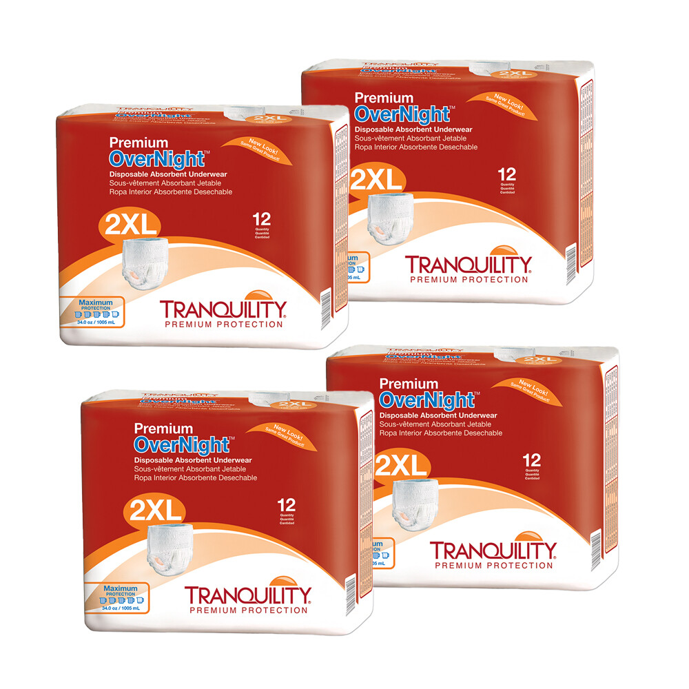 Tranquility Premium OverNight Pull On Underwear, 2X-Large 62” – 80”, Case/48