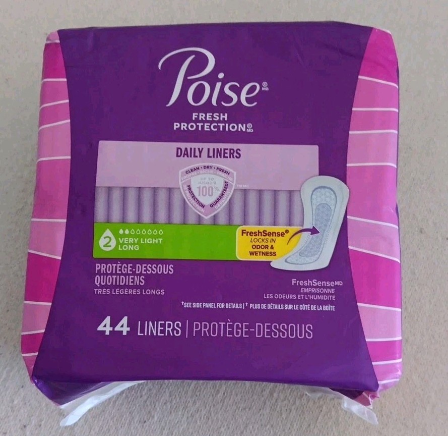 Poise Daily Fresh Protection Liners #2 Very Light Long 44 Incontinence (C01)