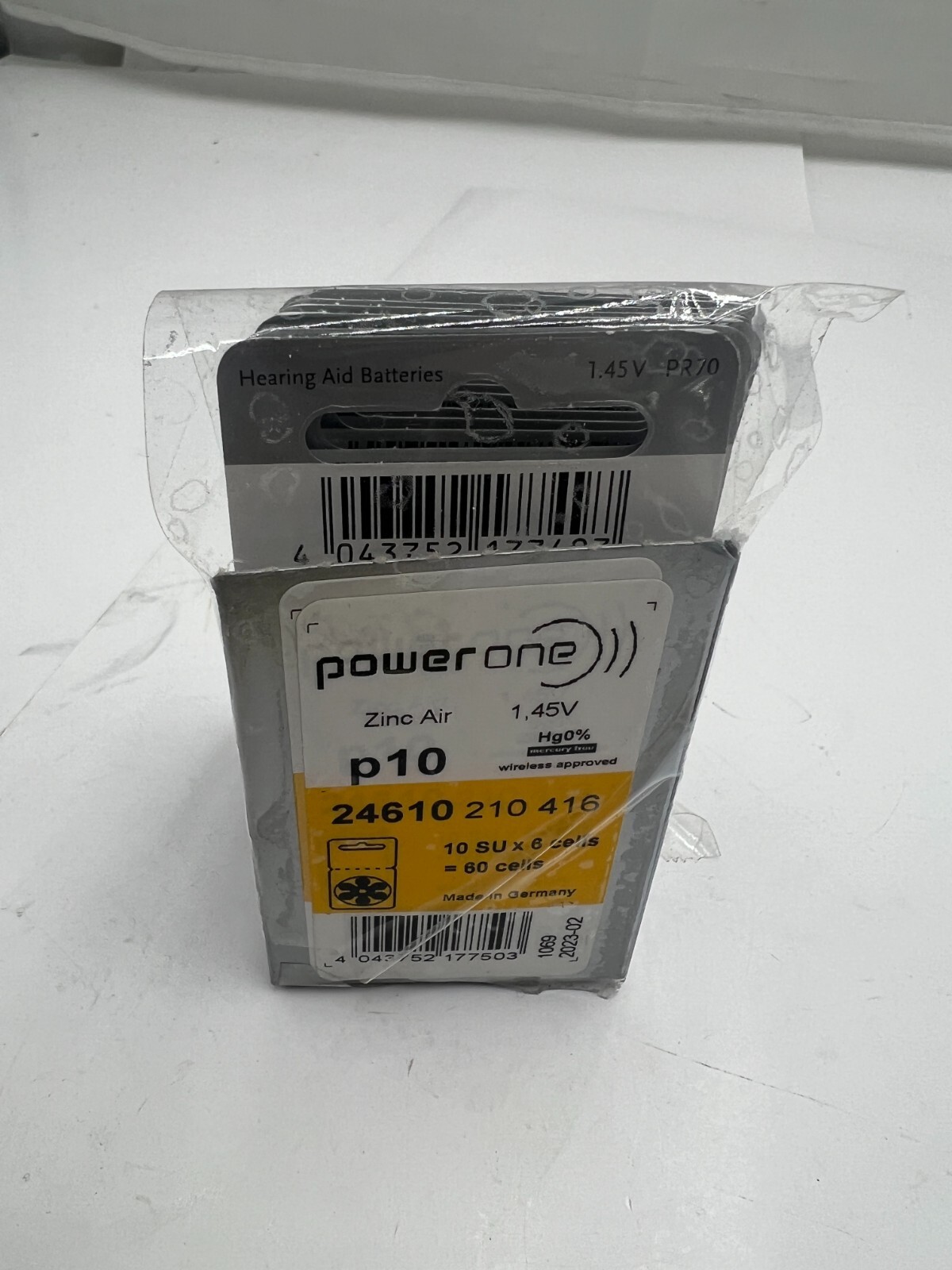 2 Packs of 10 – Powerone Zinc Air Hearing Aid Batteries 60 Cells Size P10 Sealed