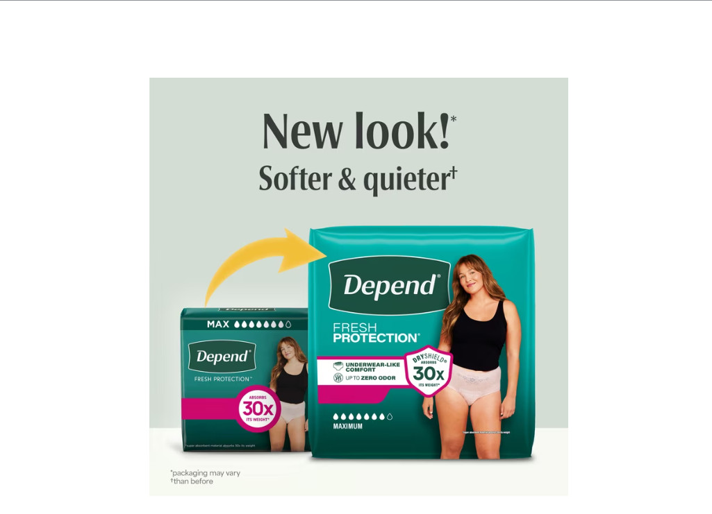 Depend Fresh Protection Incontinence Underwear for Women, Adult Diapers, XL, 68
