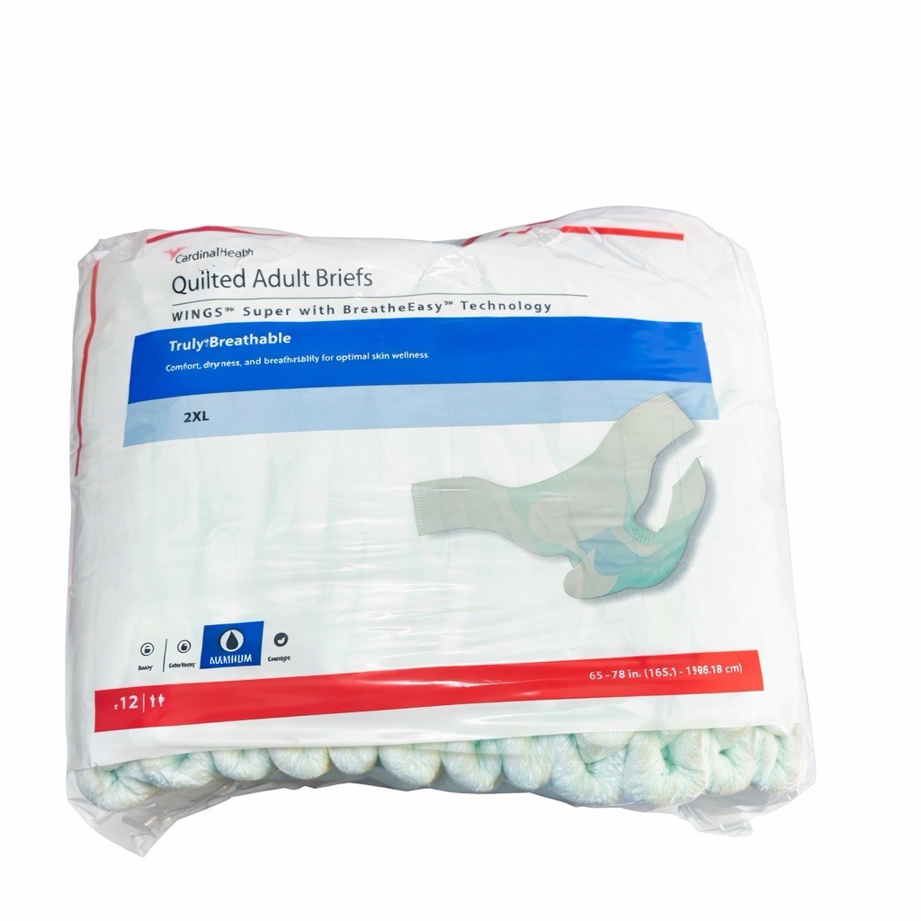 Wings Super Quilted Adult Briefs 12 CT Maximum Absorbency Incontinence 2XL