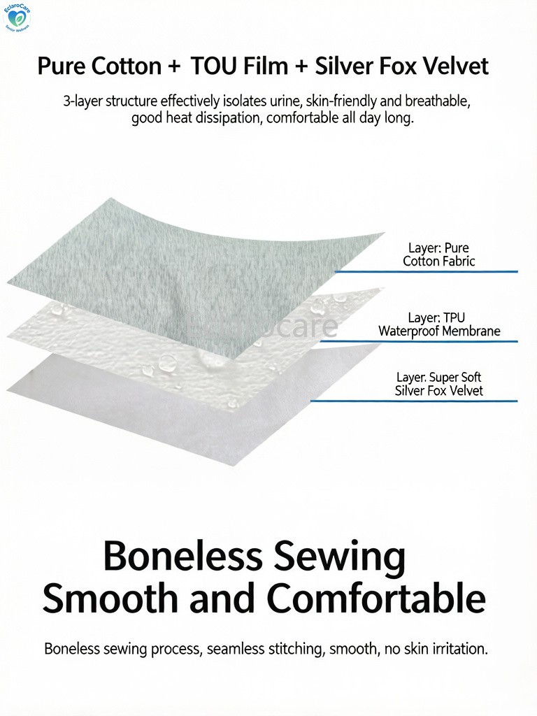 1PC Diaper Skirt Washable Cotton Cloth Wearable Incontinence Bed Pad for Adults