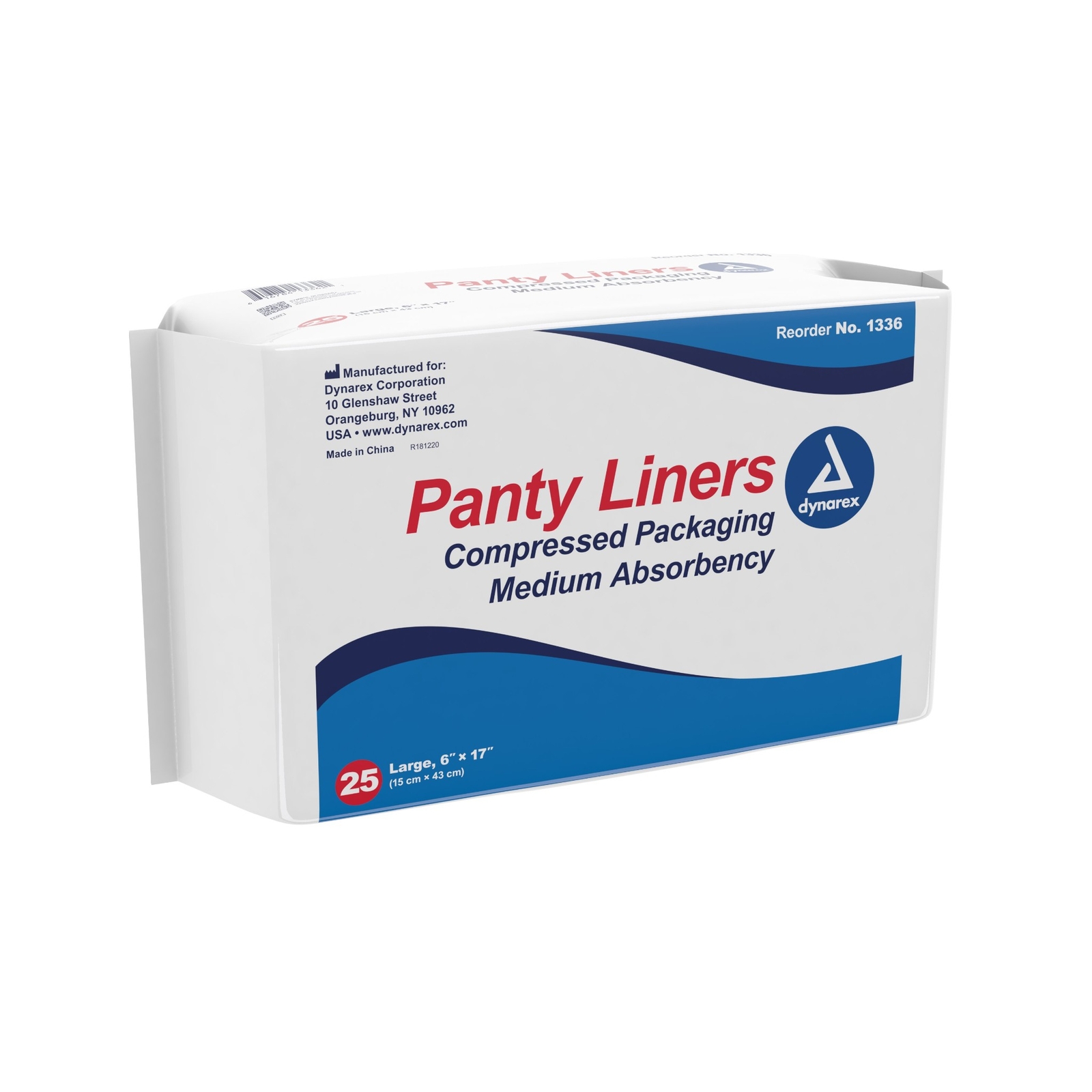 Bladder Control Pad Dynarex 6 X 17 Inch Moderate Absorbency One Size Fits Most