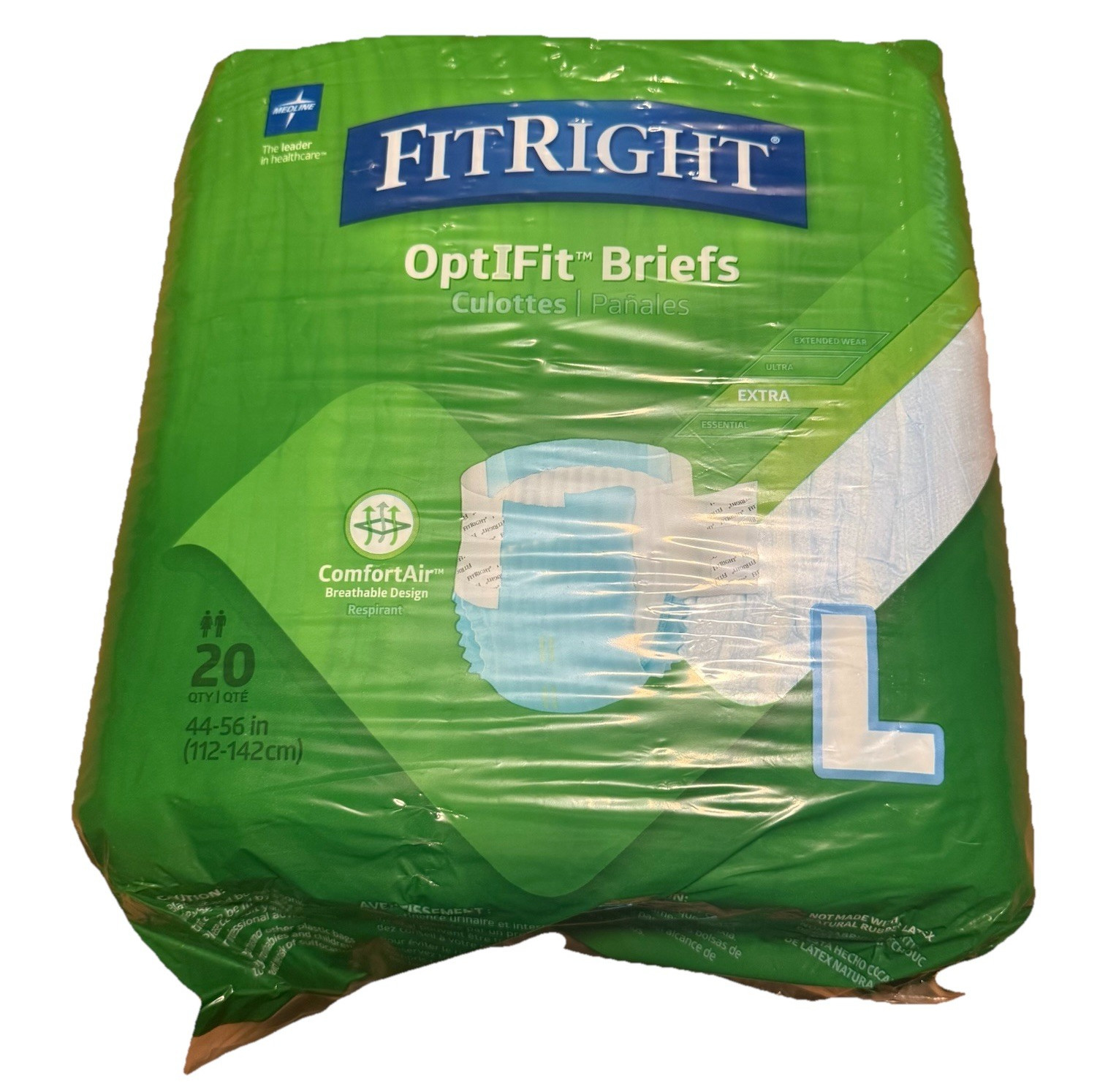 FitRight OptiFit Extra Absorbency Incontinence Briefs L Green 20 Ct