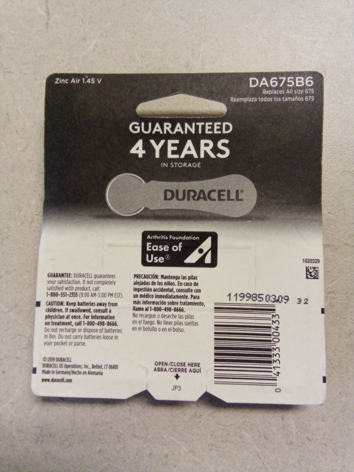Lot of 3 Duracell 675 Hearing Aid Batteries 6 Count Ea Total 18 Exp 03/2025