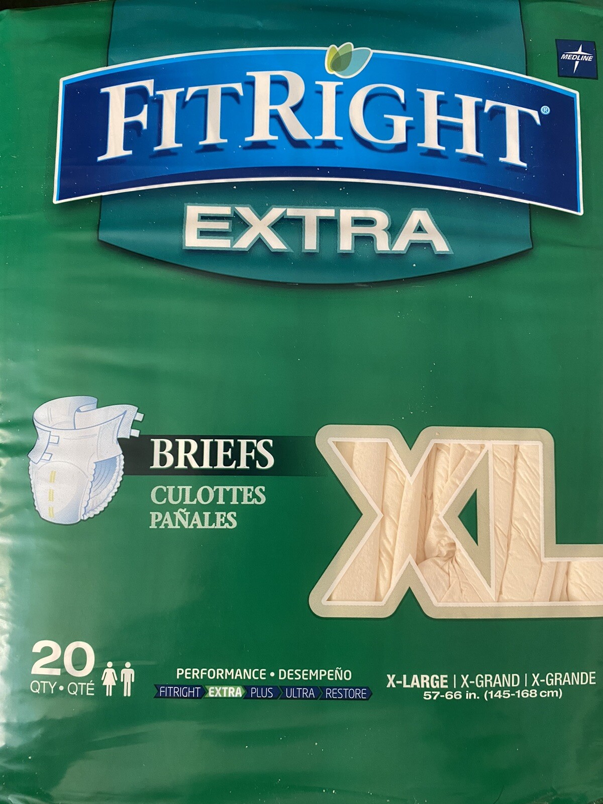 Medline Fit Right Extra Briefs w/ Adjustable Tabs Size XL 20 x Lot of 4 80 Total