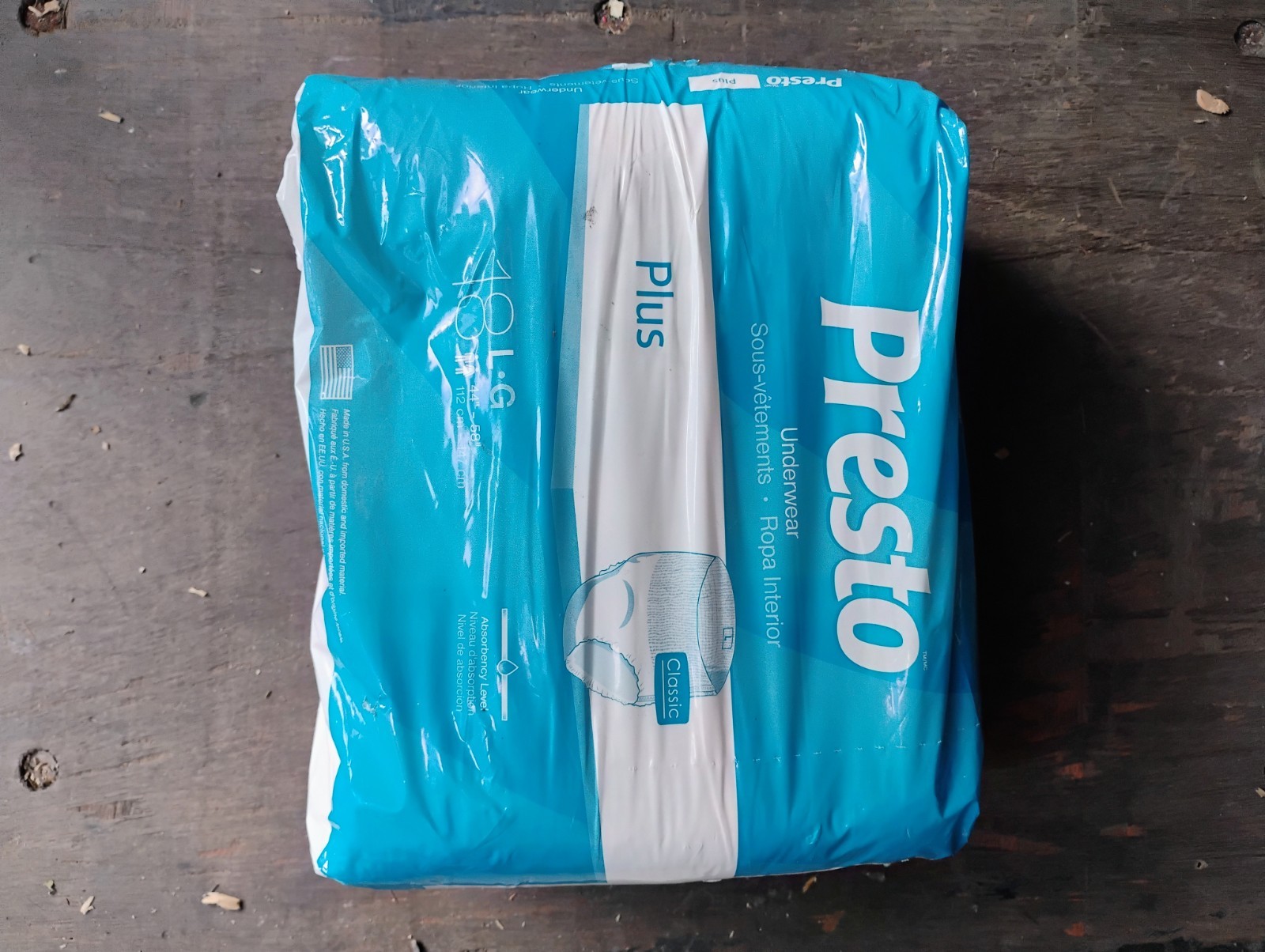 Presto Plus Disposable Underwear L/G 1120 ml Unisex Adult White
