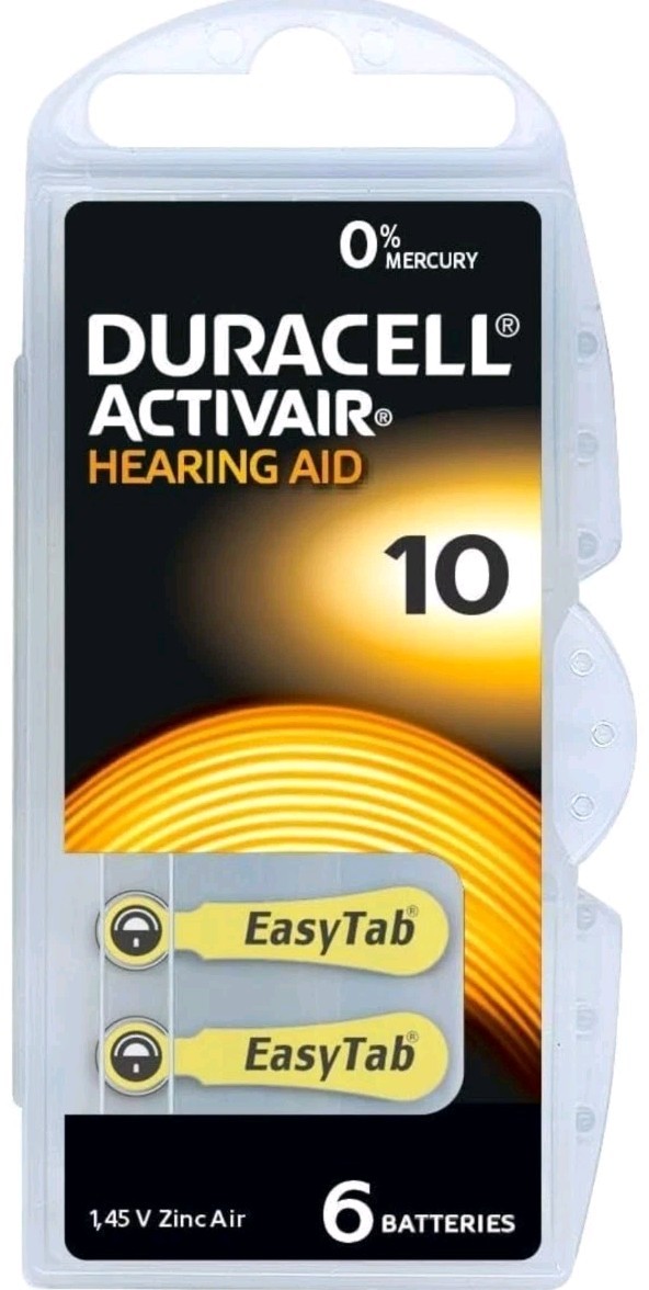 2 packs of 6 Duracell Activair Hearing Aid 10. Expires 2028-06