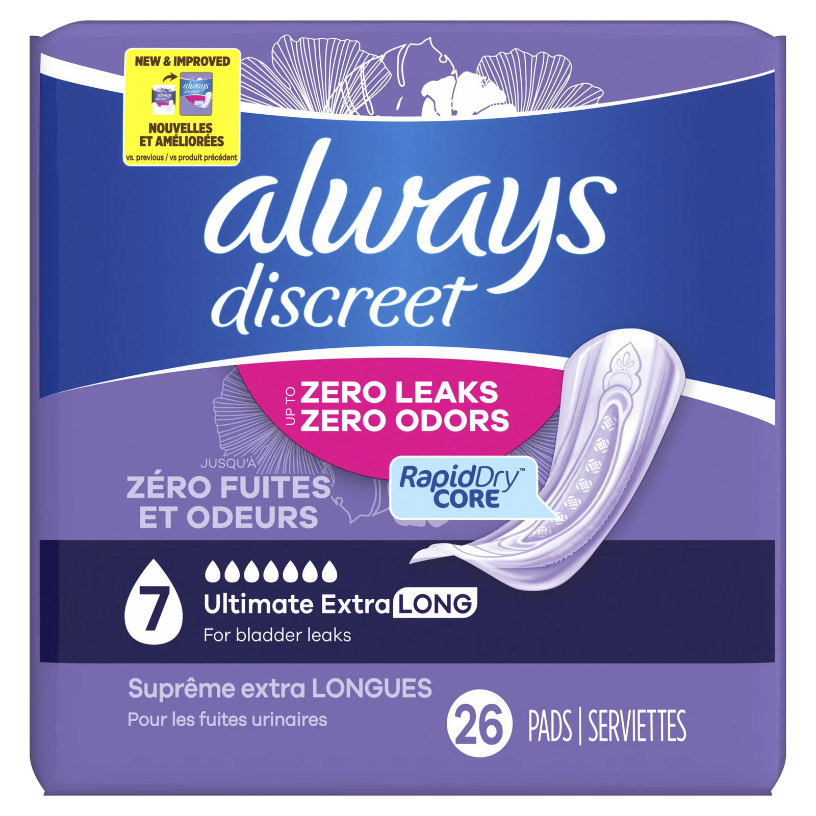 2 pack) Incontinence Pads for Women, Ultimate Extra Absorbency, Long Length,