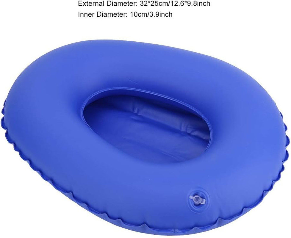 Washable Portable Air Inflation Bedpan, Blue Bed Pan Inflatable Stool Bedsore To