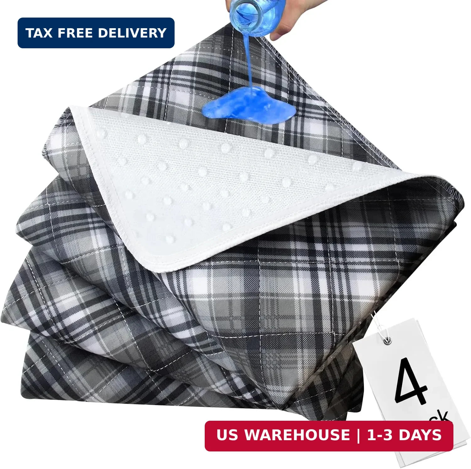 Washable Waterproof Incontinence Bed Pads – 34″ x 36″(4 Pack) , Reusable Heavy A