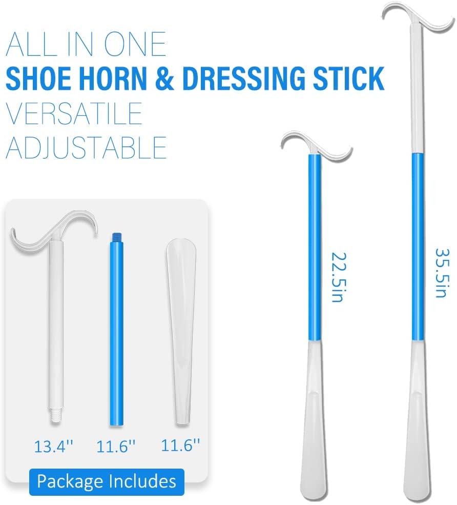 35.5 Inch Long Handled Shoe Horn, Dressing Stick, Sock Remover Aid Helper -…