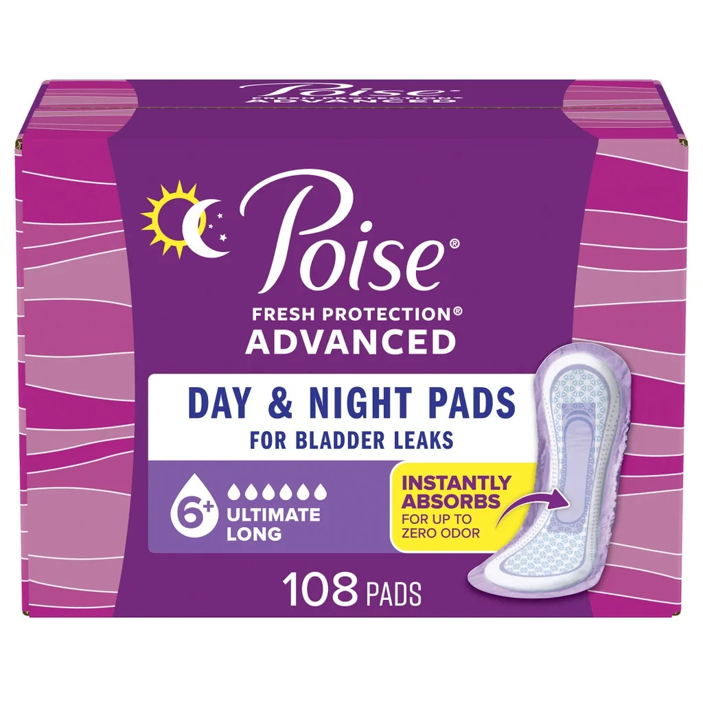 Poise Plus Incontinence Pads, Ultimate Absorbency Long, 108-count
