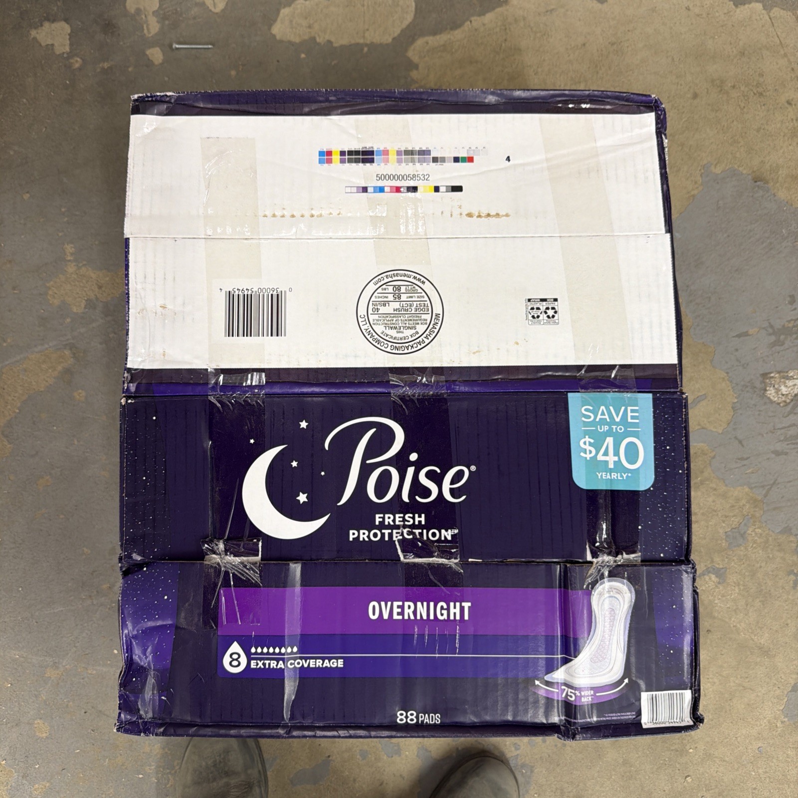 Poise Fresh Protection Overnight, Eight Extra Coverage, Two Box Of 88 Pads Each