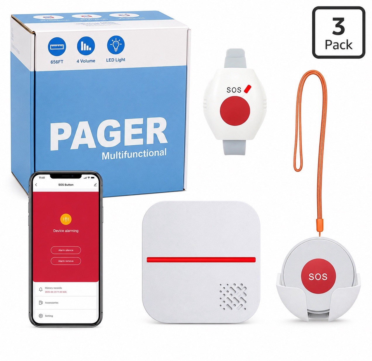 Wireless Caregiver Pager Call Button for Elderly at Home, WiFi Panic Button