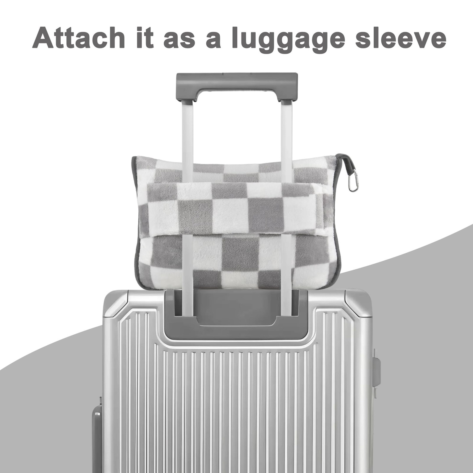 Travel Blanket and Pillow Compact, Premium Smaller than Twin, Checkered Grey