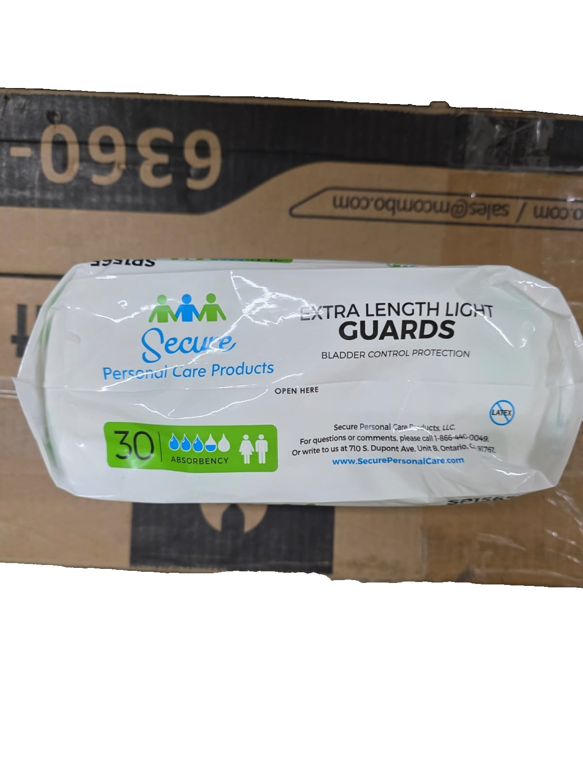 Secure Personal Care Extra Length Light Guards 30 Ct Bladder Control Pads Unisex
