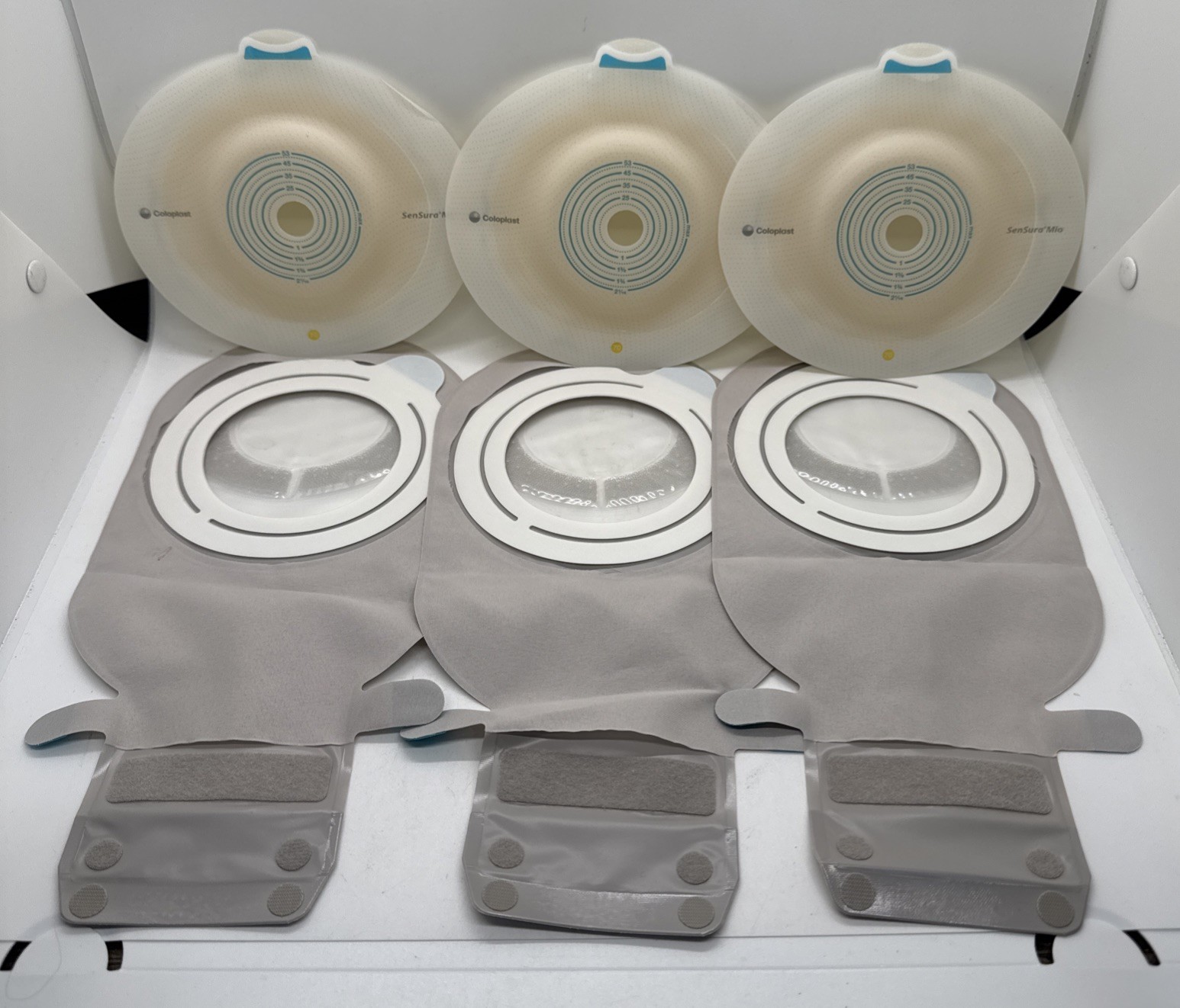 6 Pc. SenSura Mio Flex EasiClose Drainable 2pc System Ostomy Pouch 3-70mm 3-55mm