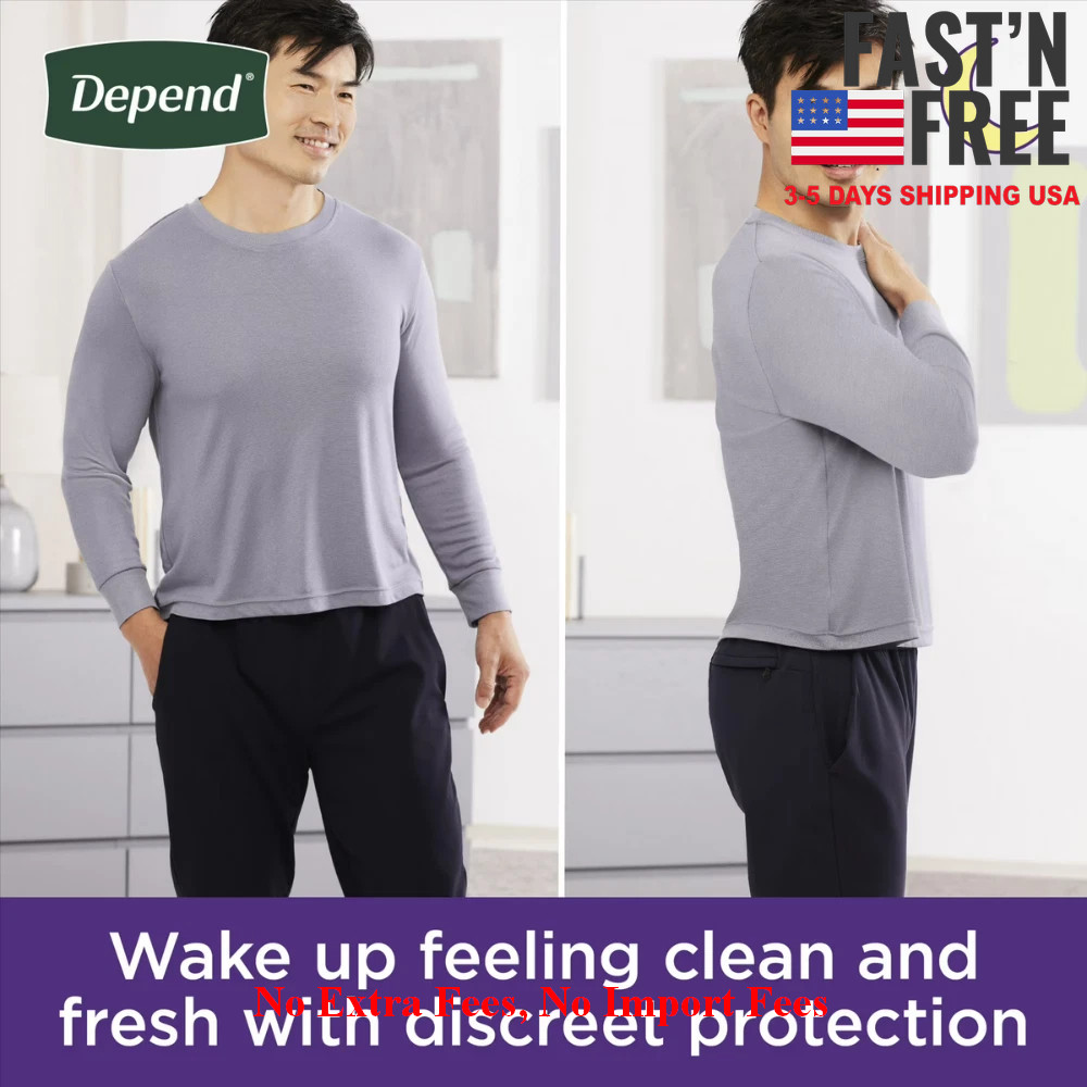 2Pack Depend Night Defense Men’s Incontinence Underwear, L, 22 Ct, Adult Diapers