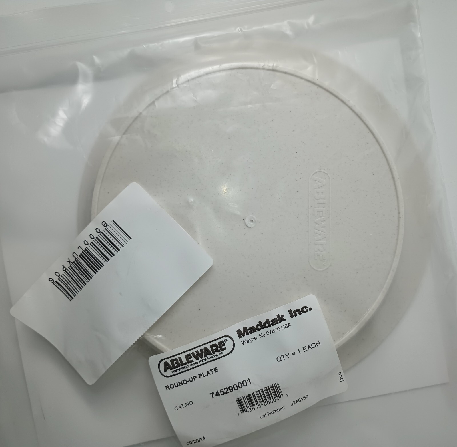 Ableware Plate 8.5″ Round Up Plate Special Needs Maddock Plastic Latex Free