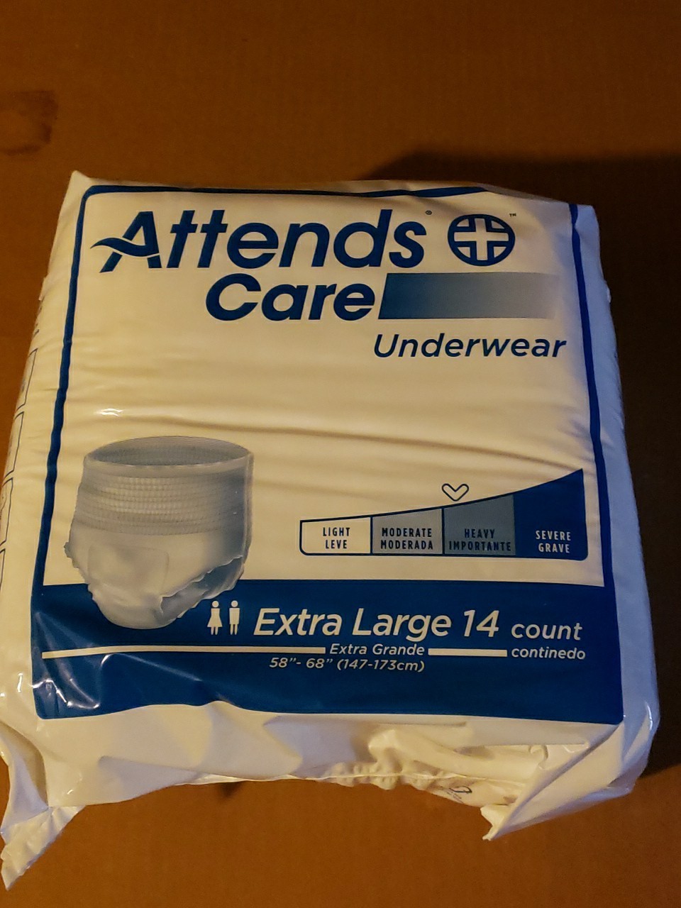 Attends EXTRA LARGE, Heavy Absorbency Adult Underwear XL 14 Piece 58″-68