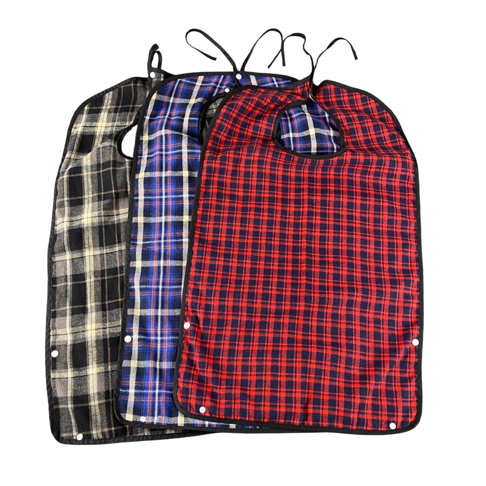 Oulisen 3 Pack Adult Bibs for Eating Waterproof Plaid with Crumb Catcher New 780