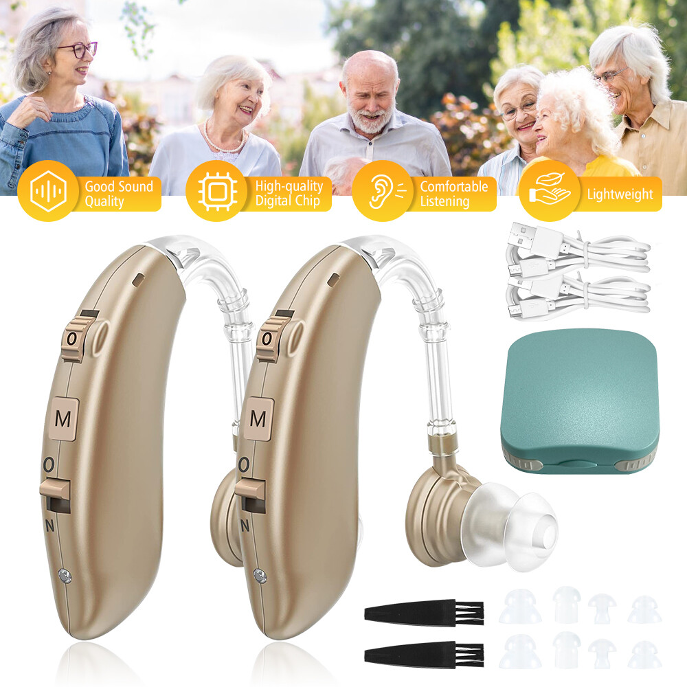 Rechargeable Digital Hearing Aid For Seniors Severe Loss Invisible BTE Ear Aids