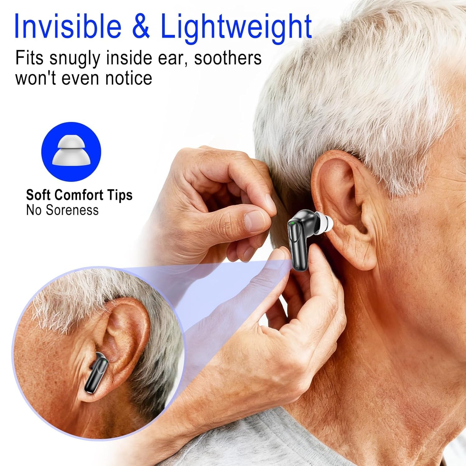 Bluetooth Rechargeable OTC Hearing Aids for Seniors 16 Channel Noise Canceling