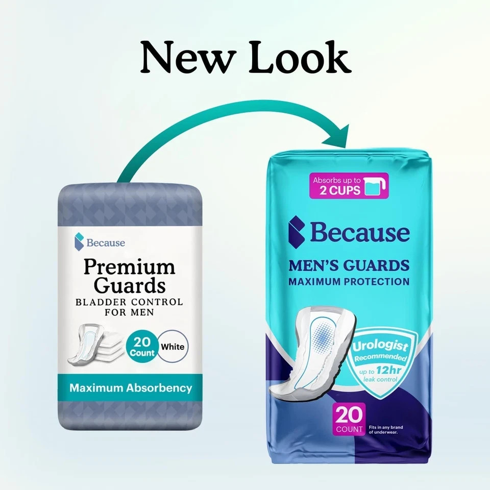 20 Count (Pack of 1), Because Premium Guards for Men – 20 Pack Discreet,…