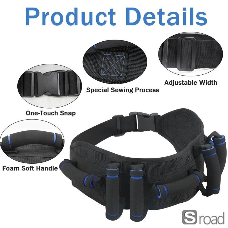 Adjustable Gait Transfer Safety Belt With 7 Handles NonSlip Elderly Mobility Aid