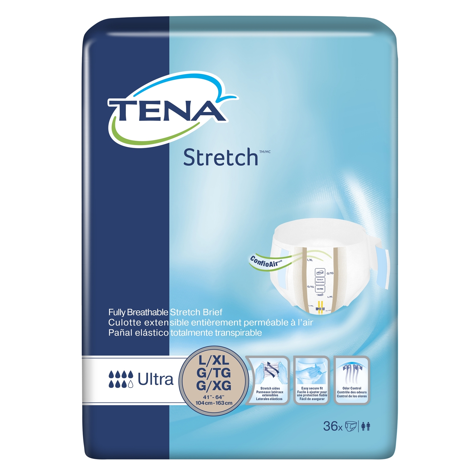 TENA 67803 Ultra Super Absorbency Adult Disposable Briefs L XL Tab Closure 36 Ct