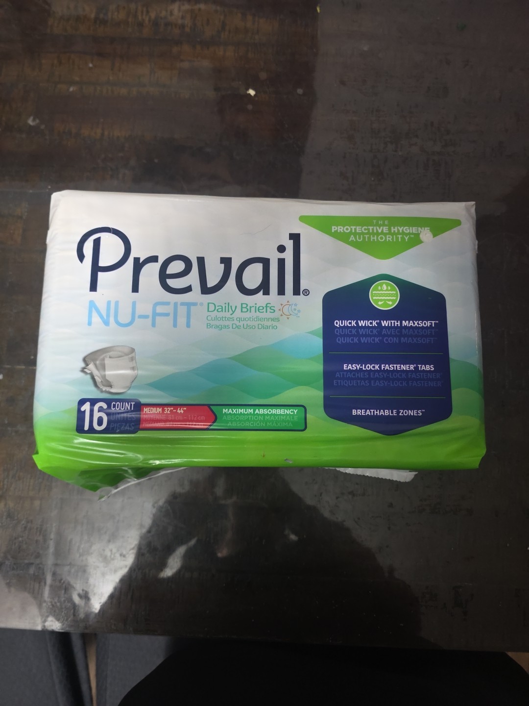 Prevail NU-FIT Daily Briefs – Medium (32″-44″) – 16 Ct Adult Diapers –NEW