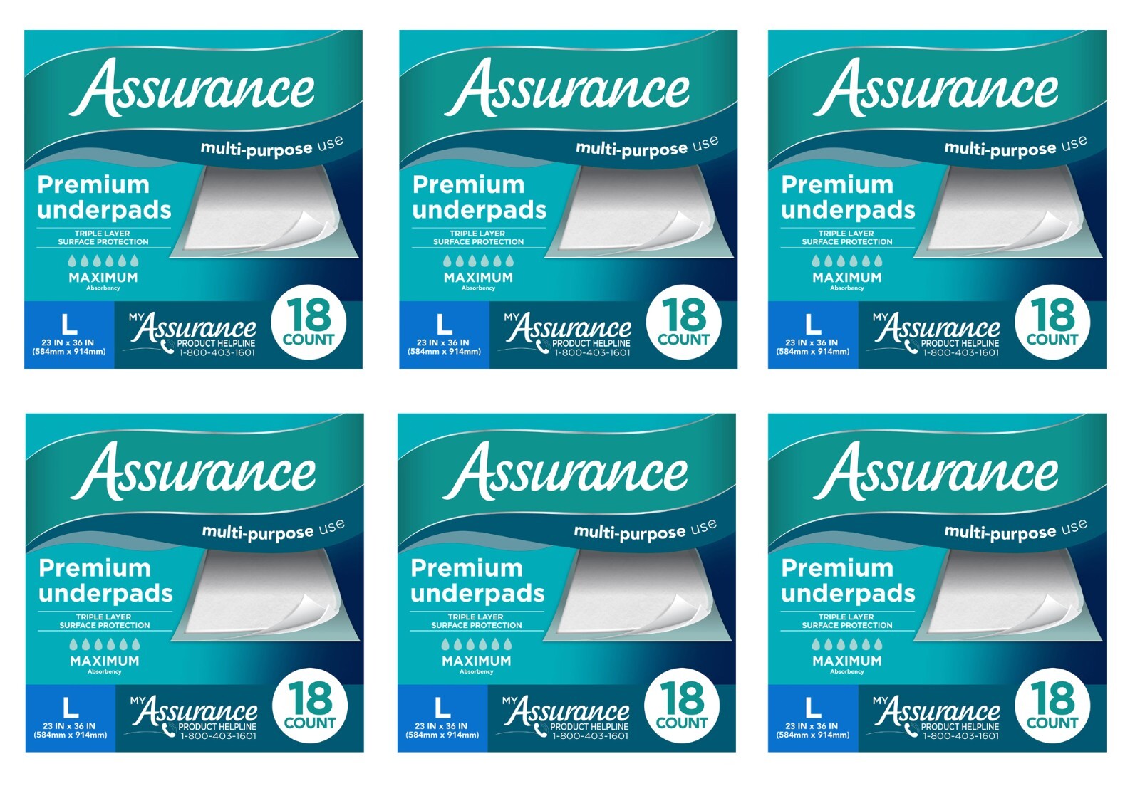 Equate Assurance Underpads, 108 Count – Premium Maximum Absorbency -Size L 6x 18