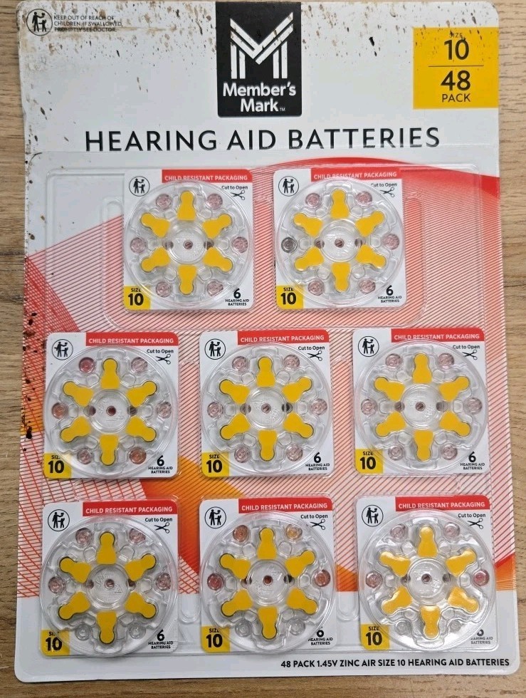 MM Hearing Aid Batteries, Size 10, Yellow Round 48 Pack Exp 9/28