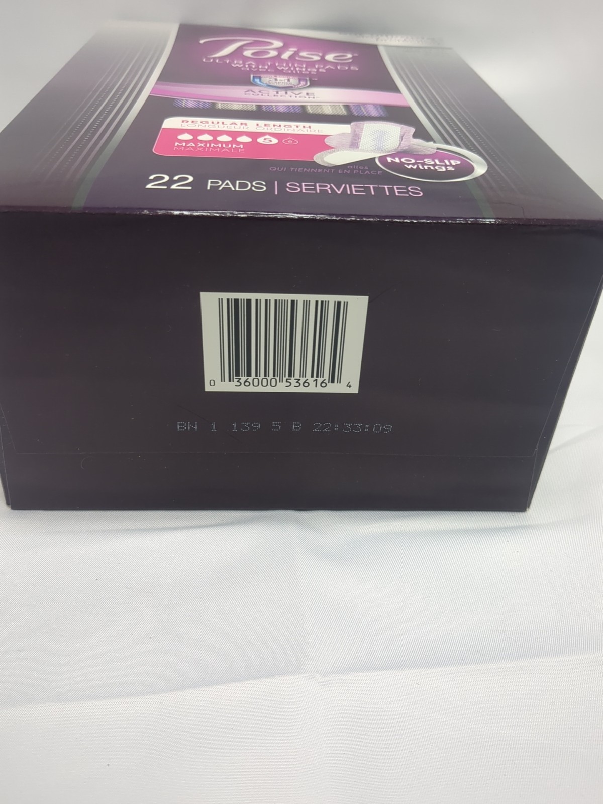 Poise Active Collection Ultra Thin Pads w Wings 22 Pads Regular Length Maximum